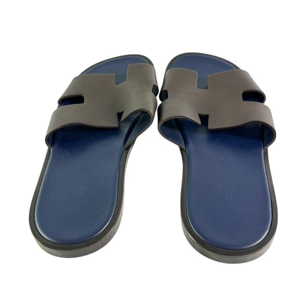 HERMES Brown & Blue Leather Izmir Men\'s Sandals Made in Italy Marked as 42 - 9US main image 6